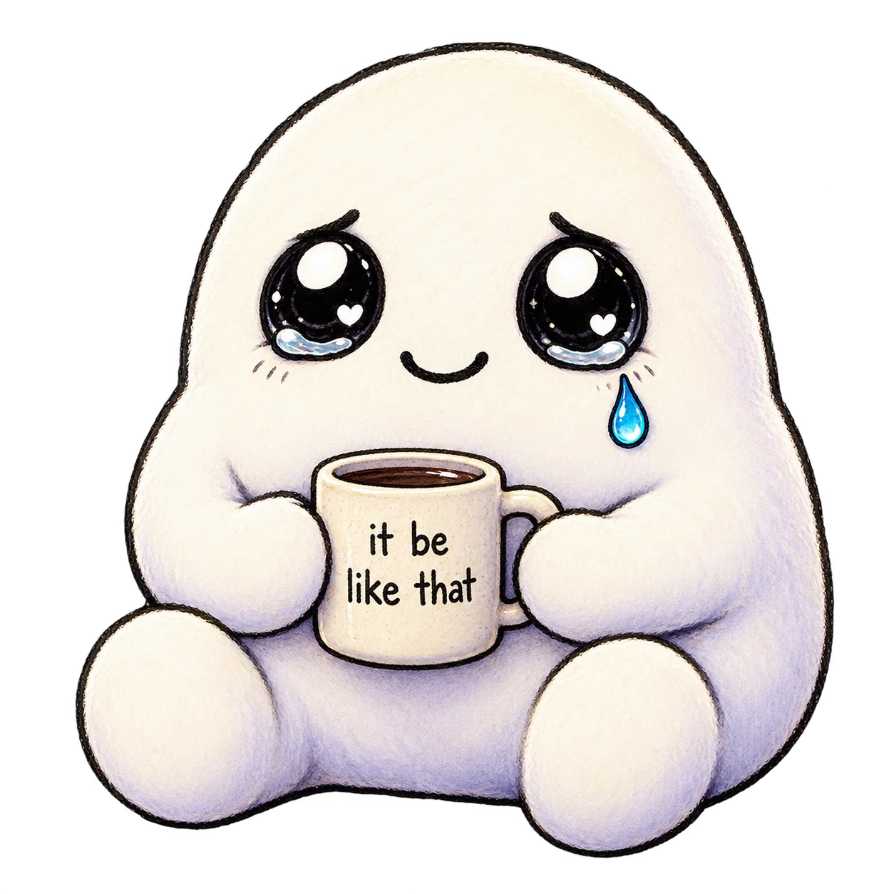 Normal SBO mascot holding a mug